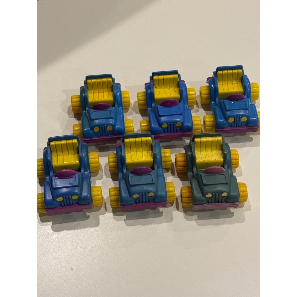 Vintage 1988 McDonalds Happy Meal Toy Lot 6 Jeep Cars Blue Teal Yellow 80s Retro